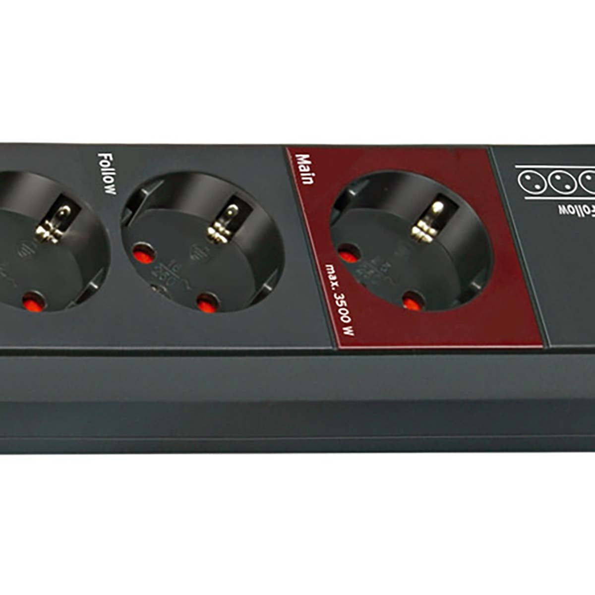 Secure-Tec, 6-way branch socket with surge protection and Main-Follow function (3m cable and switch) TYPE F