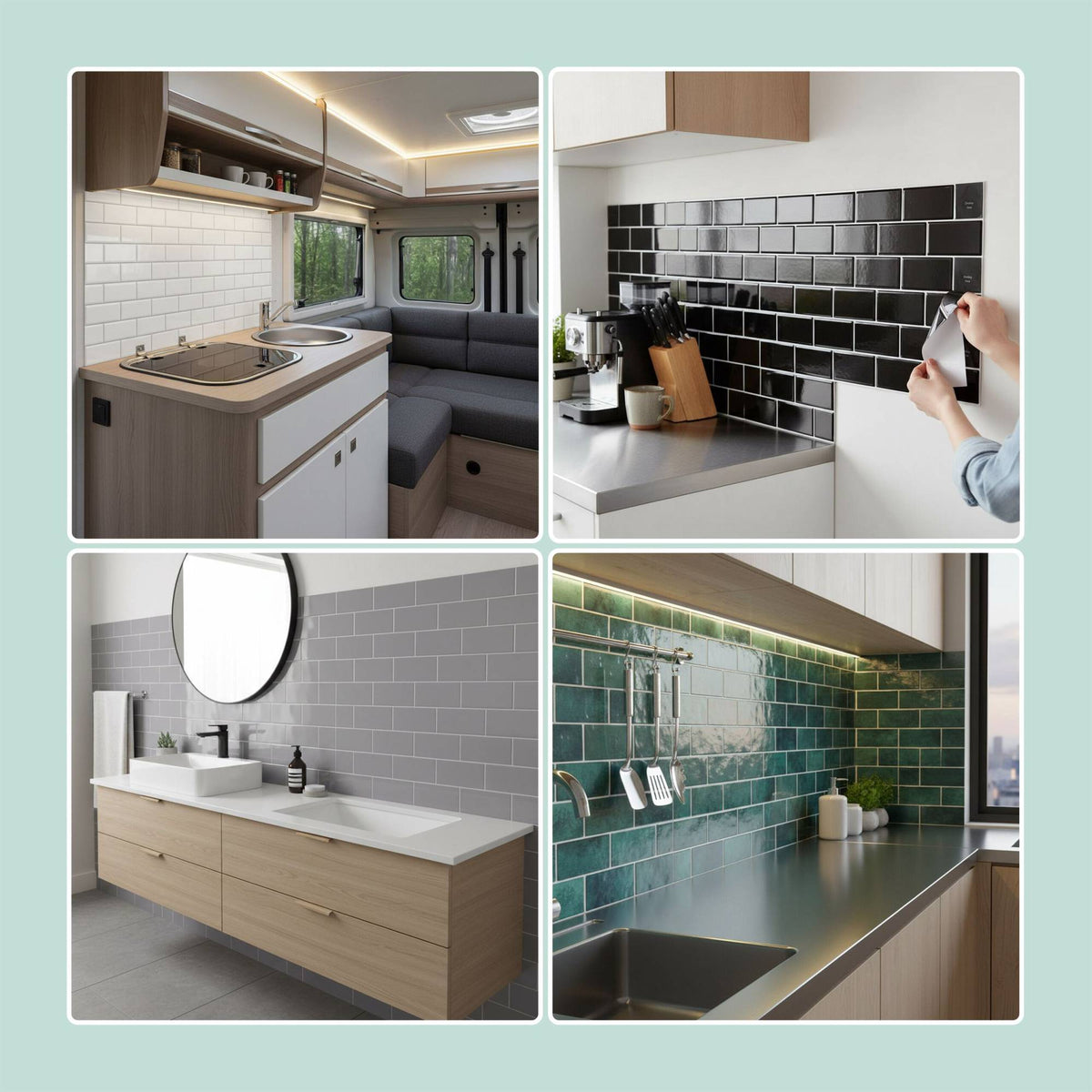 Self-Adhesive 3D Wall Tiles, 30x30 cm, Metro Design