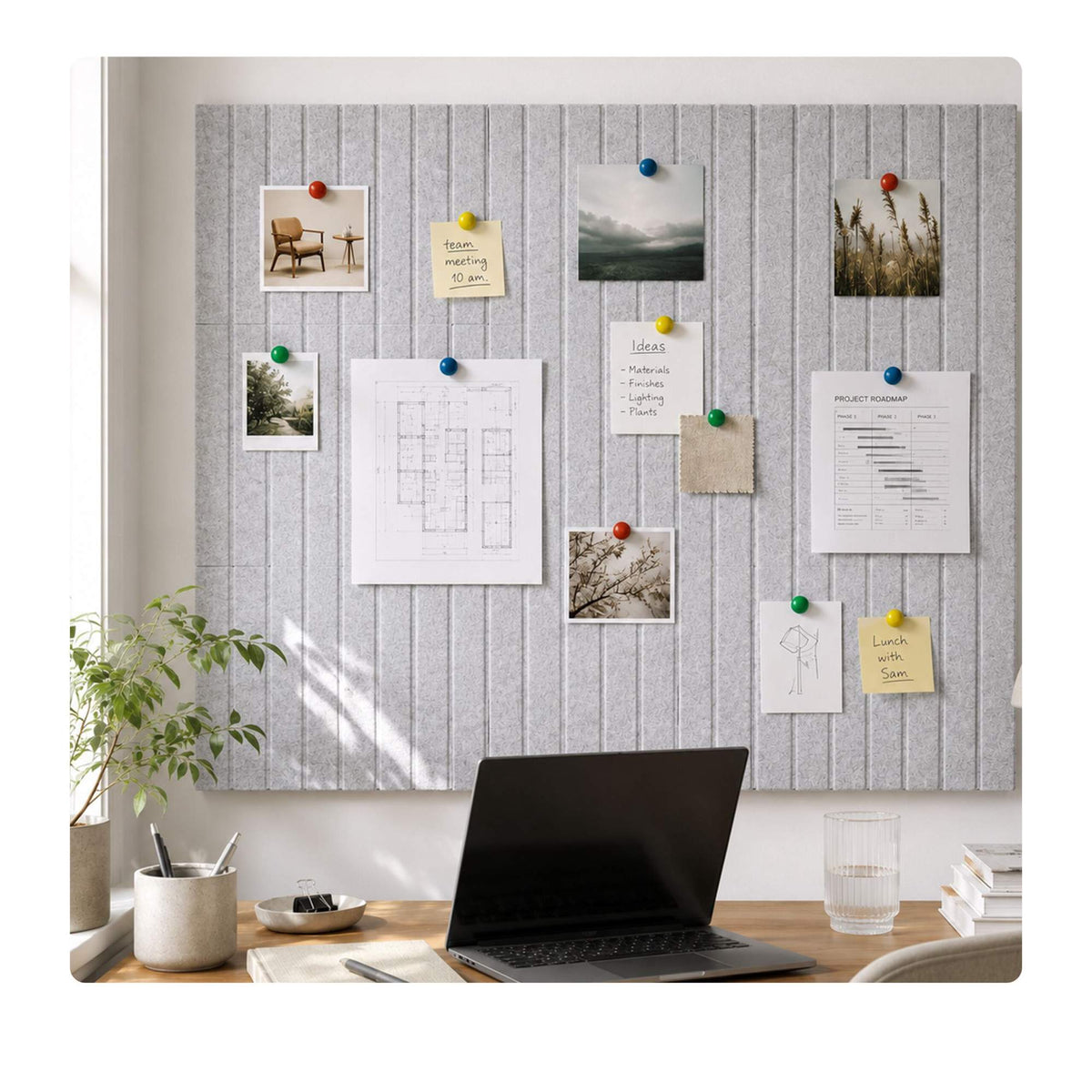 Self-Adhesive Felt Pinboard, Light Brown, 120x90 cm