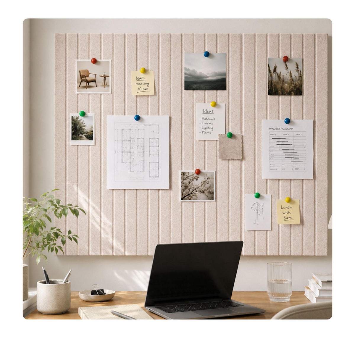 Self-Adhesive Felt Pinboard, Light Gray, 120x90 cm