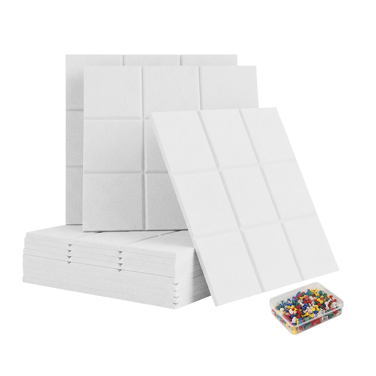 Self-Adhesive Felt Pinboards, 12-Pack, Square
