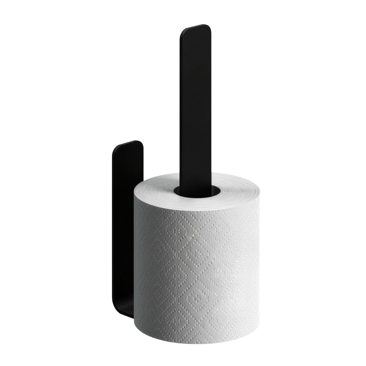 Self-Adhesive Toilet Roll Holder, Matte Black, Holds 2 Rolls