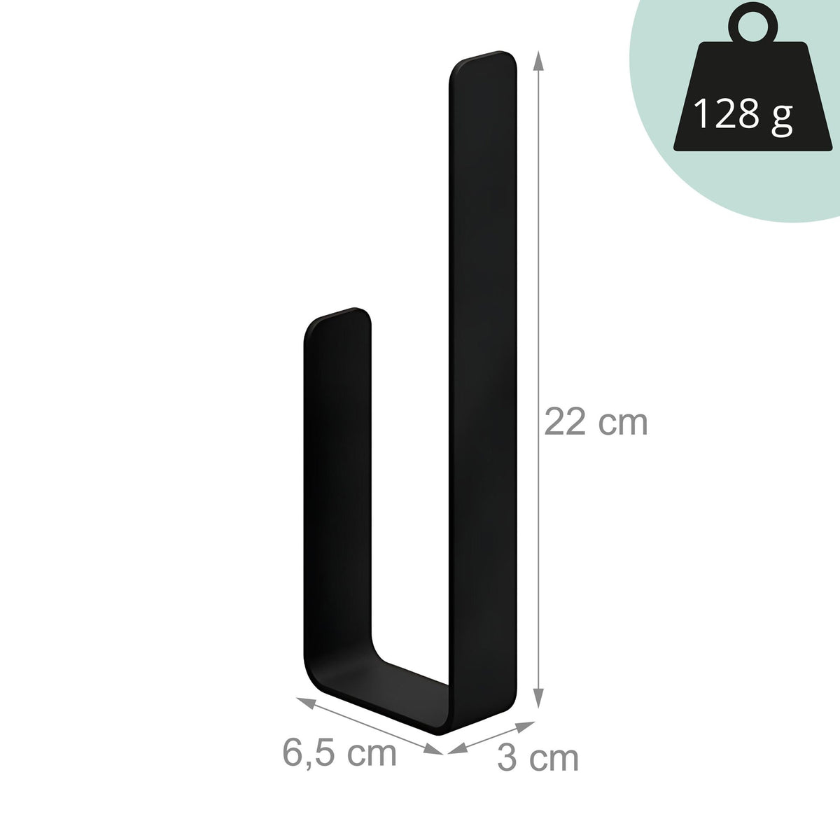 Self-Adhesive Toilet Roll Holder, Matte Black, Holds 2 Rolls