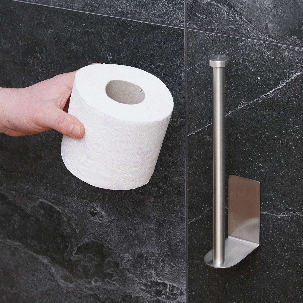 Self-Adhesive Toilet Roll Holder with Spare Roll Storage