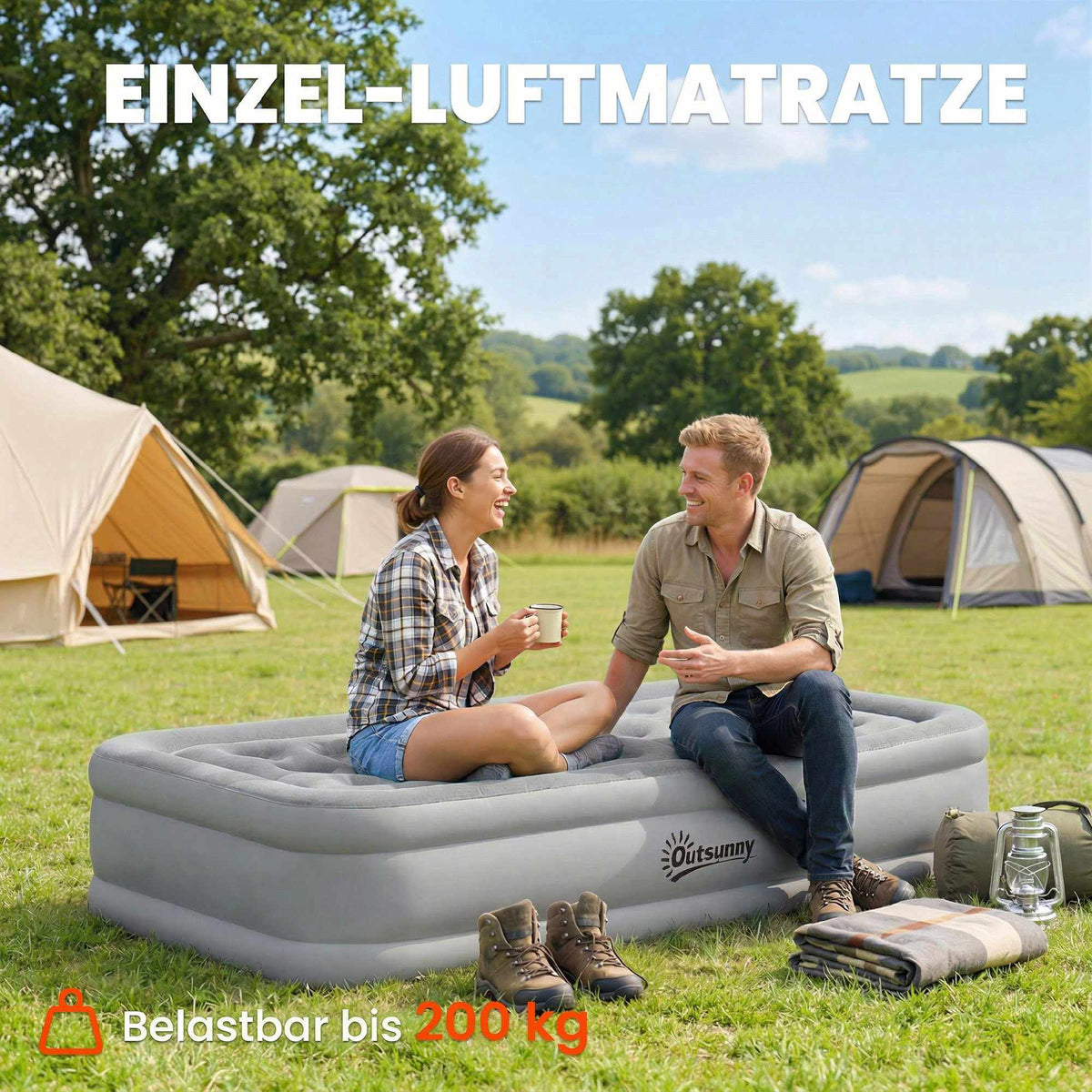 Self-Inflating Air Mattress with Built-In Pump, Single Size