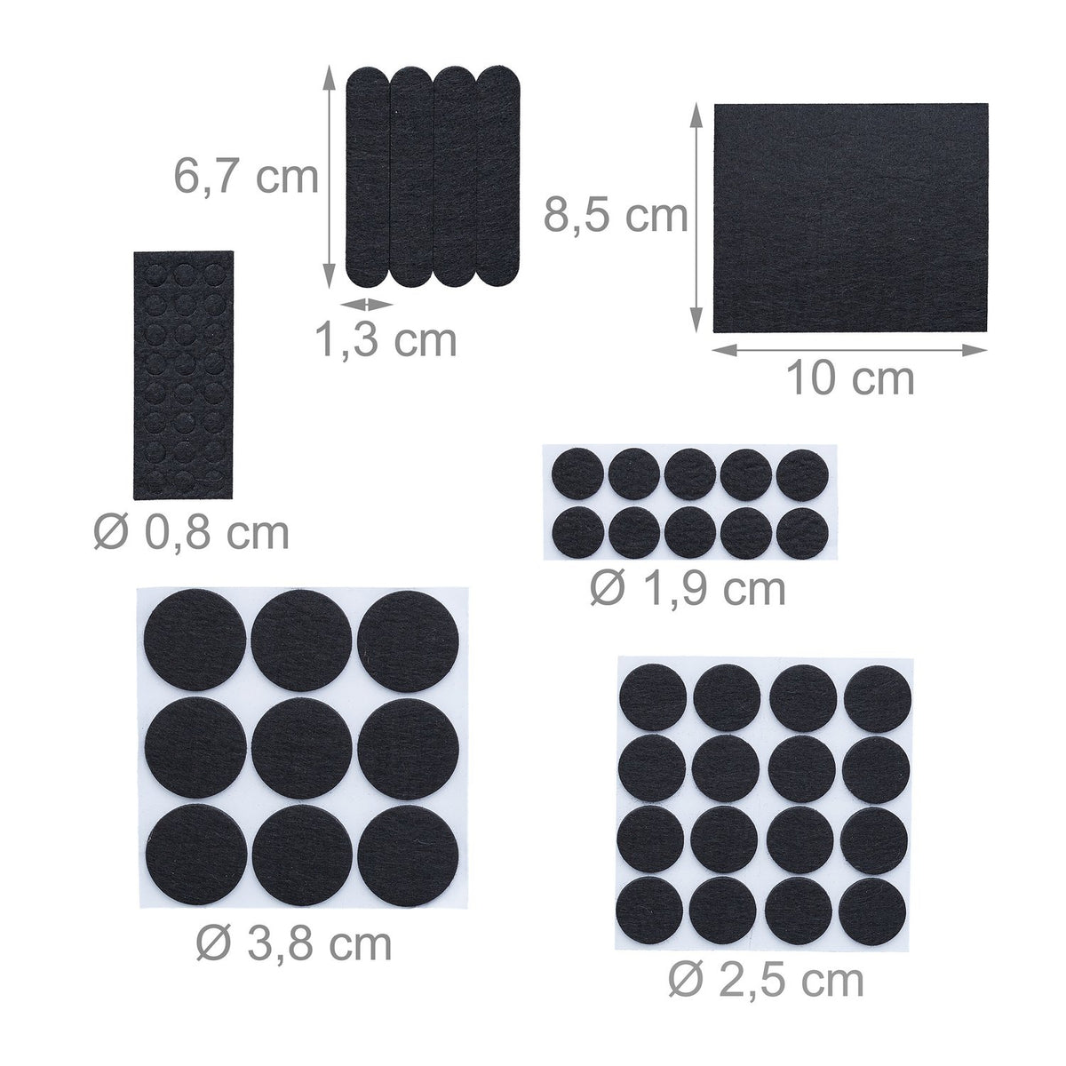 Self-adhesive felt sliders 204-pack