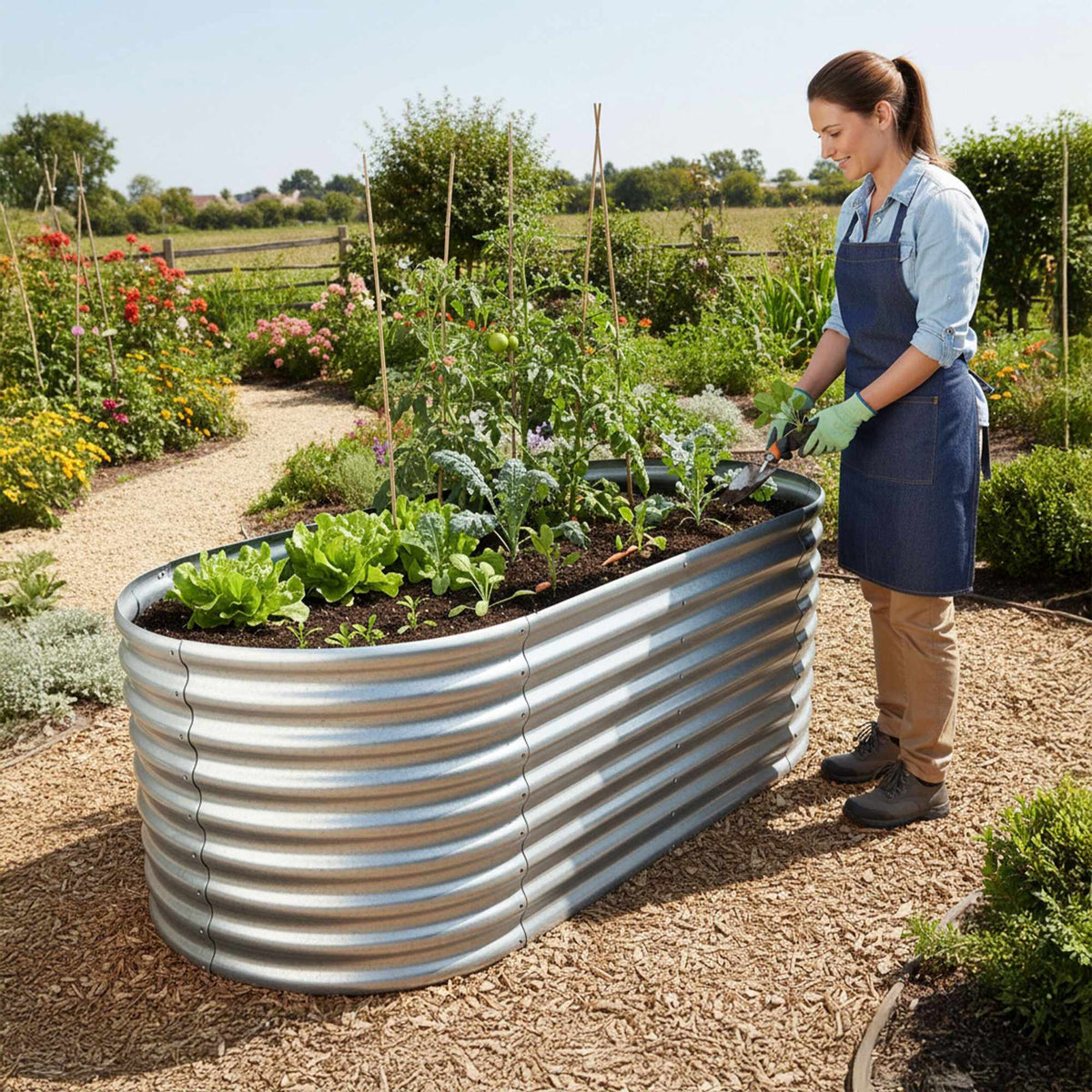 Semi-Circular Galvanized Steel Raised Garden Bed