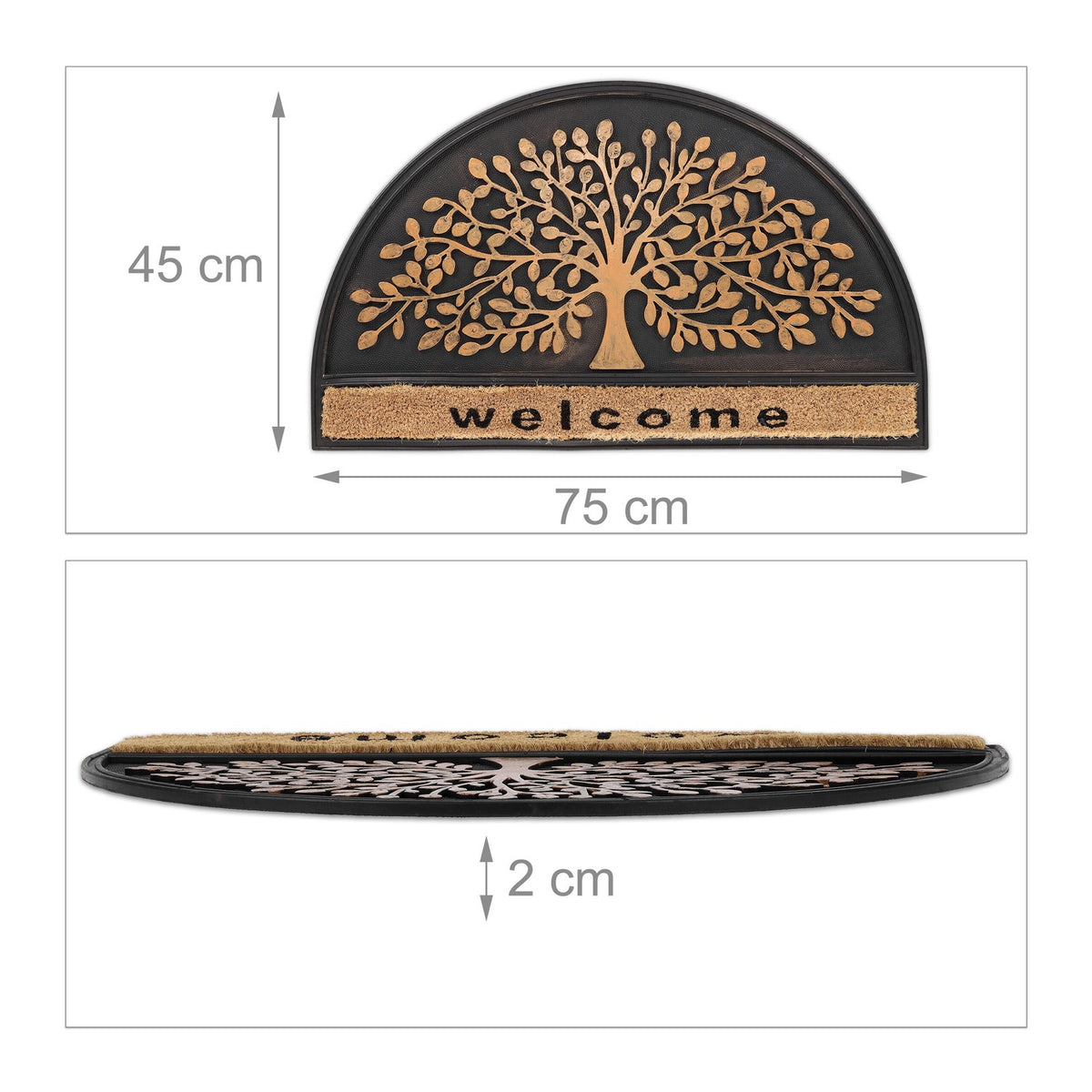Semi-round doormat Rubber & coconut