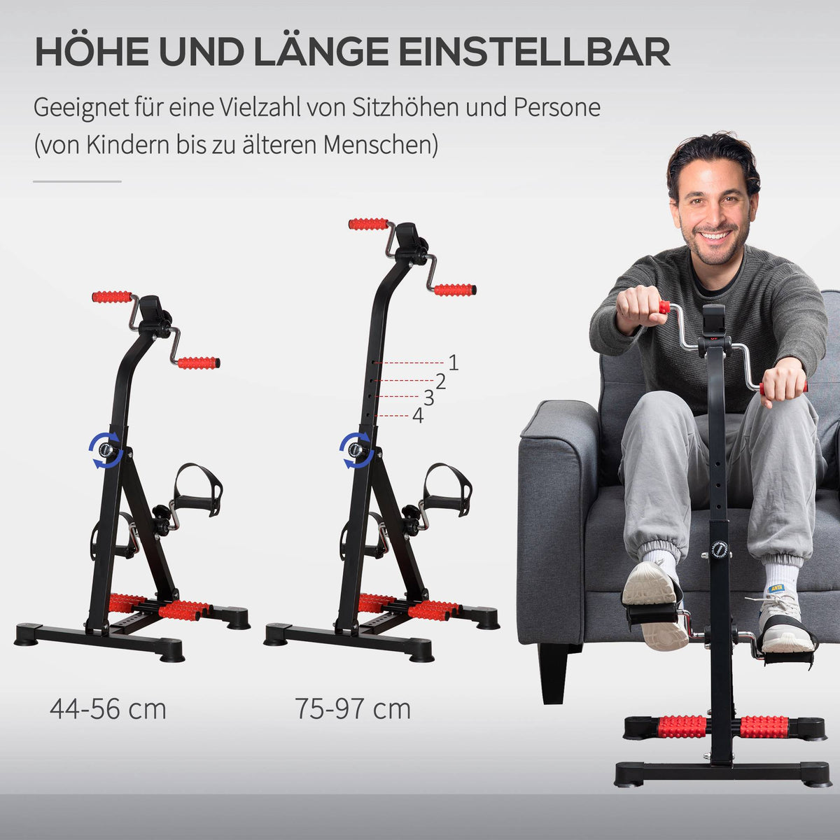Senior Exercise Bike with LCD Display and Massage Rollers