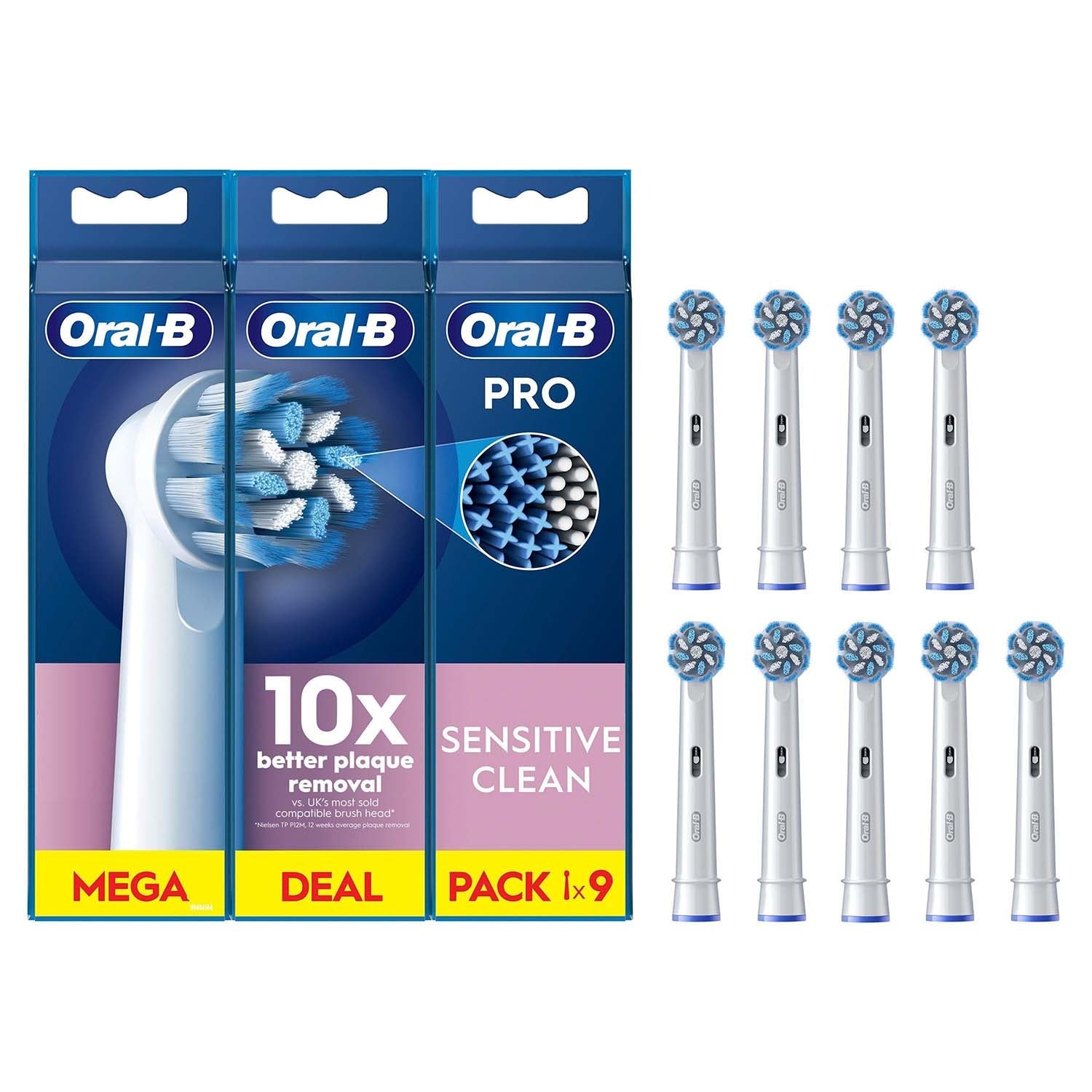 Sensitive Clean & Care Toothbrush Heads, 9-Pack