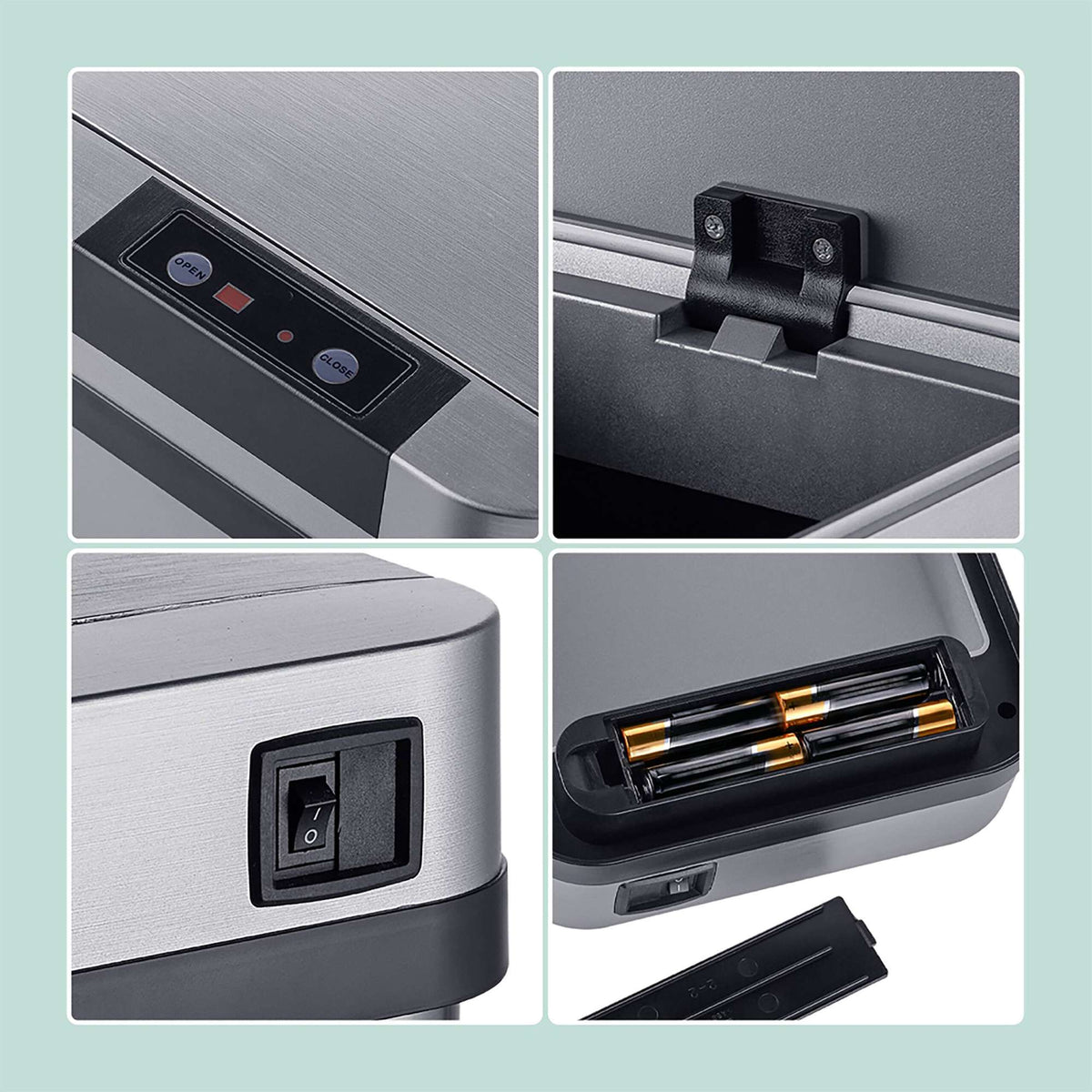 Sensor Kitchen Bin, Stainless Steel, Automatic Lid