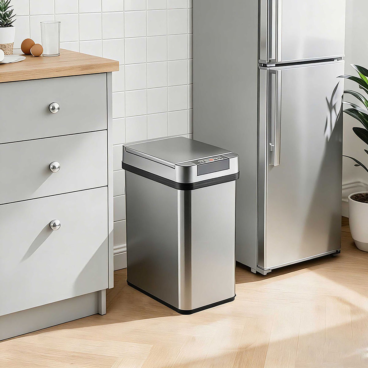 Sensor Kitchen Bin, Stainless Steel, Automatic Lid