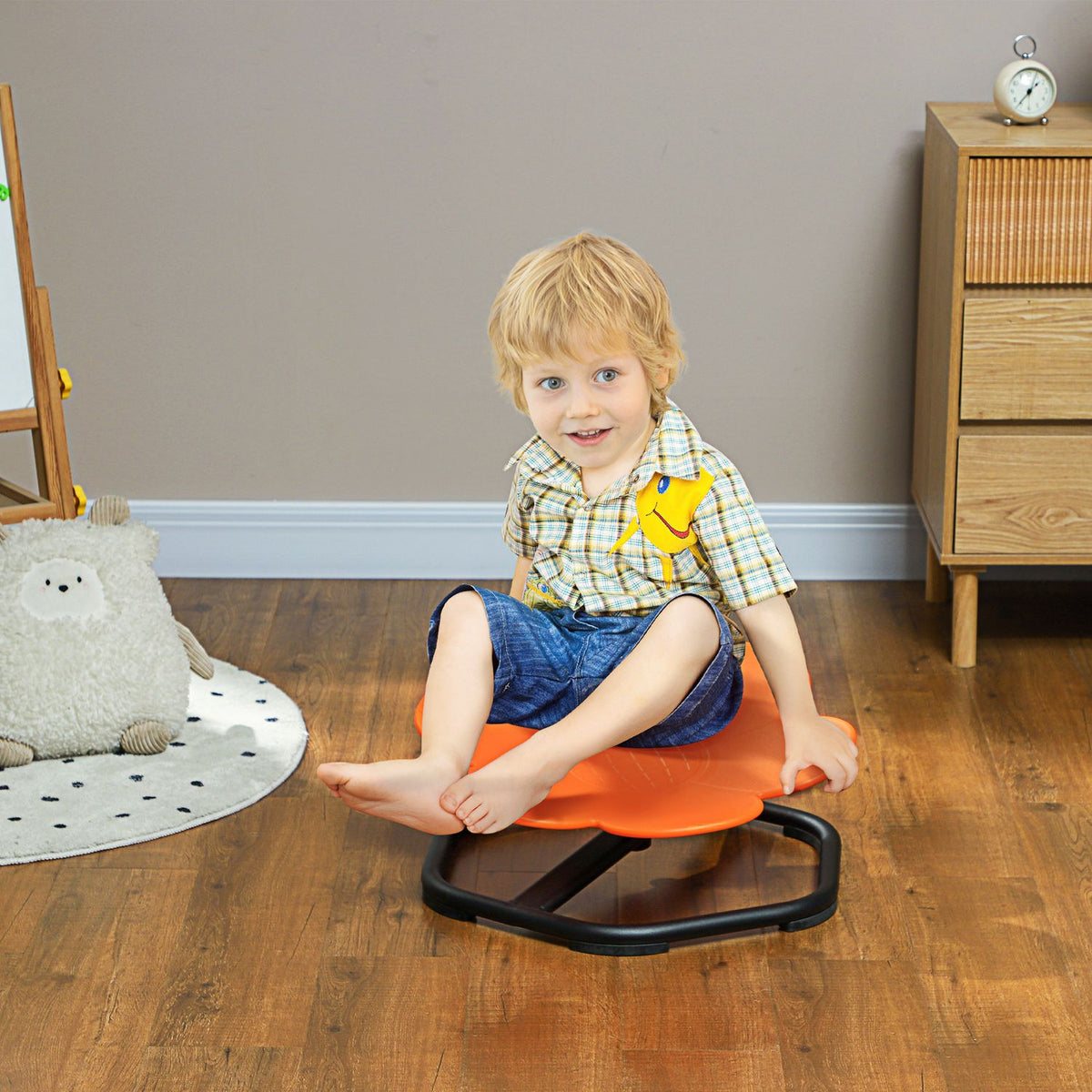 Sensory Kids Chair, Rotating Balance Seat, Plastic, Orange