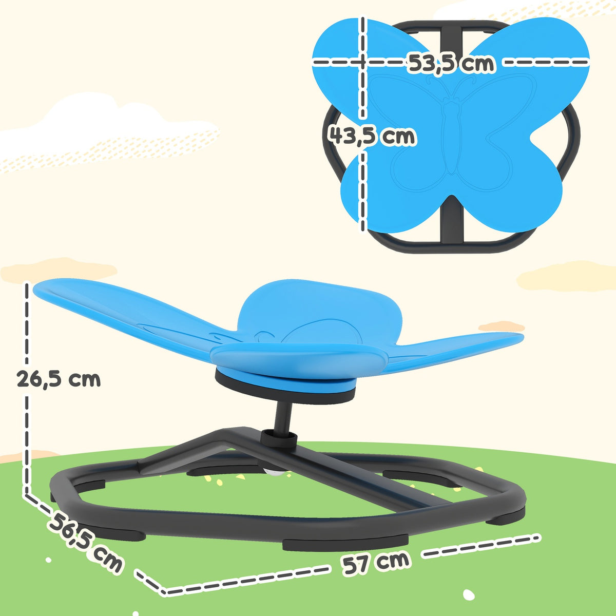 Sensory Spinning Chair for Kids, Butterfly Shape, Blue