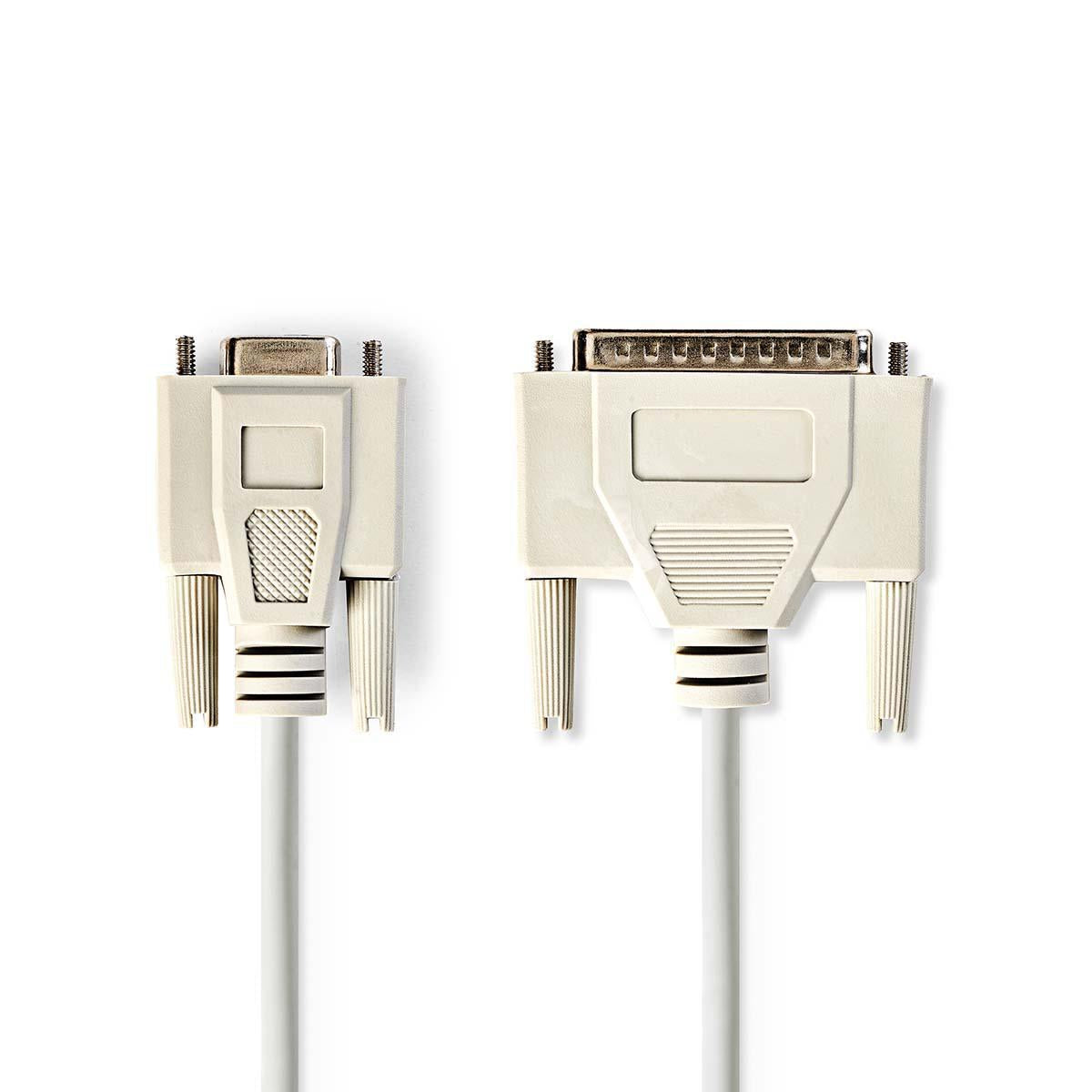Series Cable | D-SUB 9-Pin Female | D-SUB 25-Pin Male | Nickel Plated | 2.00 m | Round | PVC | Ivory | Plastic bag