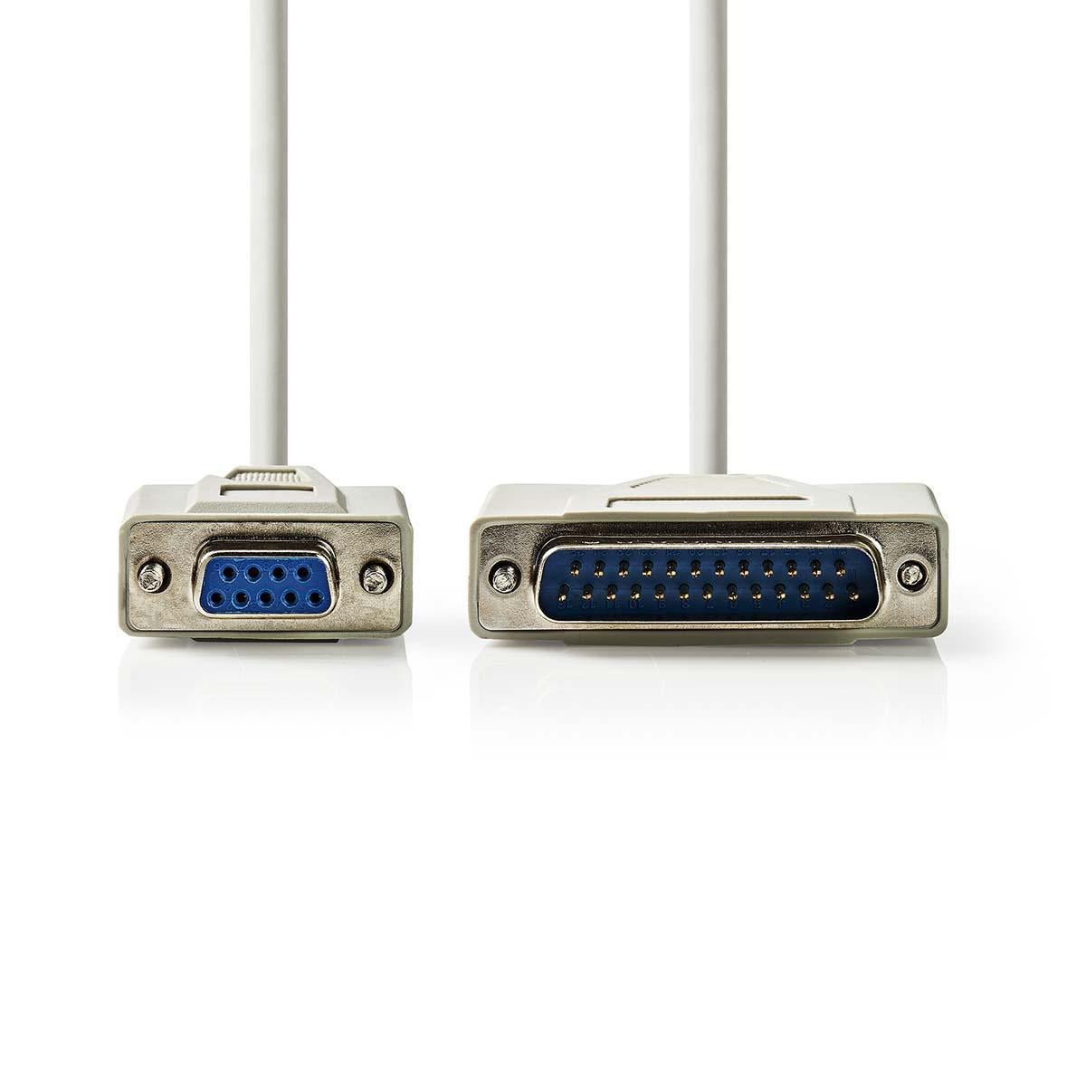 Series Cable | D-SUB 9-Pin Female | D-SUB 25-Pin Male | Nickel Plated | 2.00 m | Round | PVC | Ivory | Plastic bag