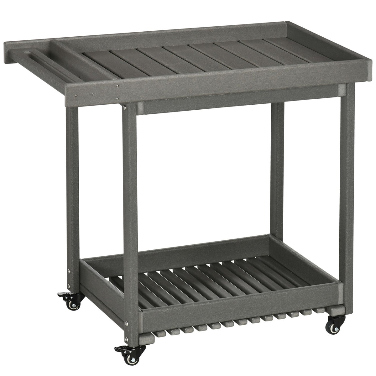 Serving Trolley Barbecue Trolley With Towel Rack, Garden Trolley With 2 Shelves, Outdoor Multifunctional Table, 87X50X80Cm