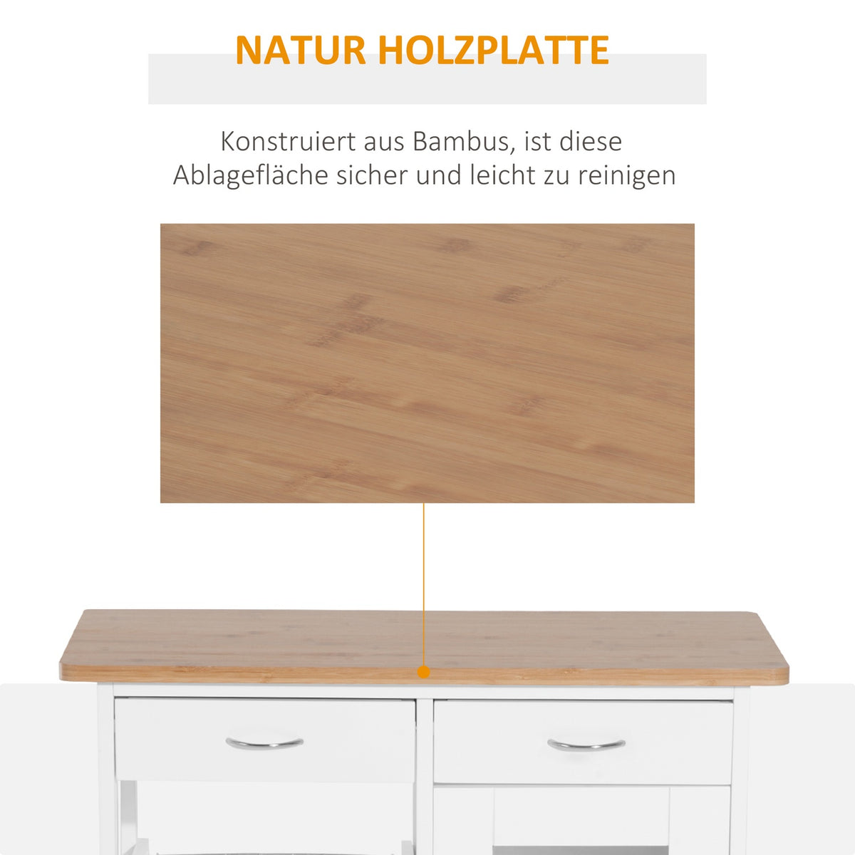 Serving Trolley, Kitchen Trolley, Trolley For The Kitchen, White, Wood, Practical And Stylish