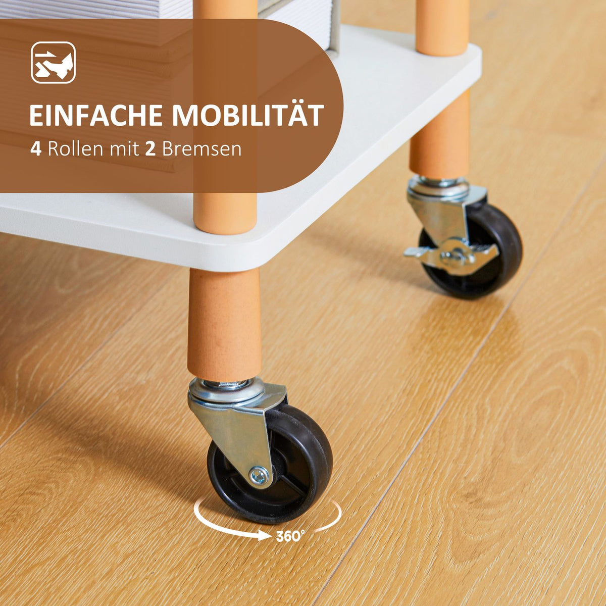 Serving Trolley Kitchen Trolley Trolley With 4 Levels Multi-Purpose Storage Trolley Steel Natural 40 X 30 X 105.5 Cm