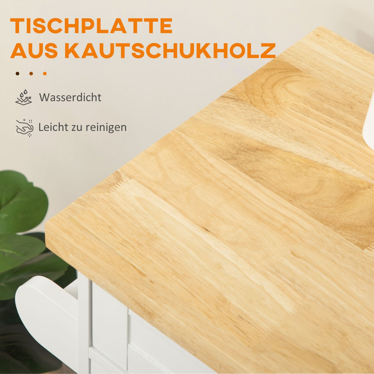 Serving Trolley Kitchen Trolley With Worktop, Spice Rack, Towel Holder, White, 109X40X89Cm For Living Room & Dining Room