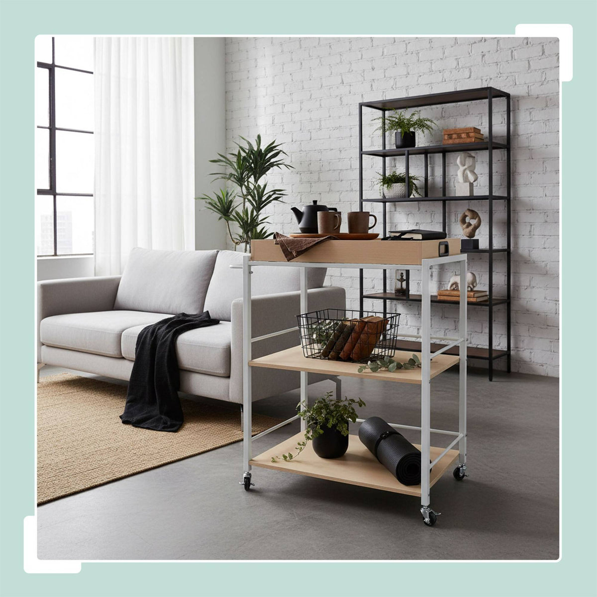 Serving Trolley with Removable Tray and Brakes