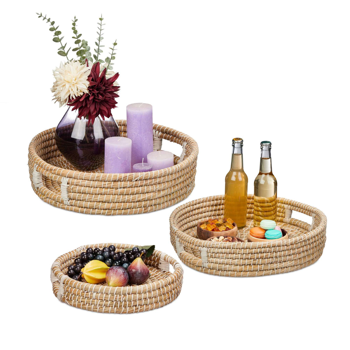 Serving tray set of 3 round