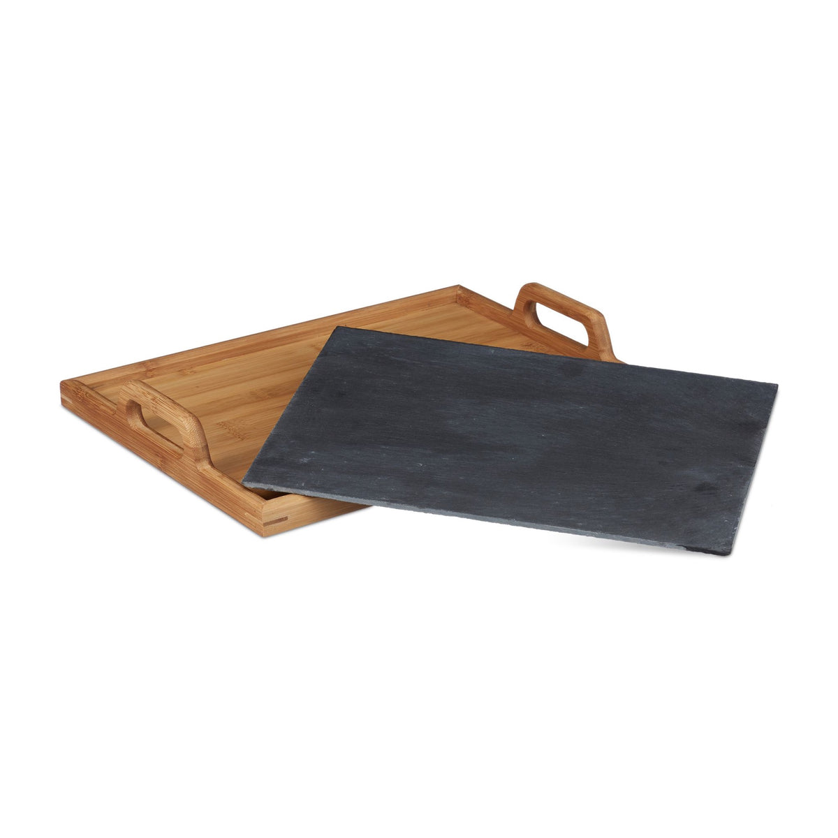 Serving tray with slate plate