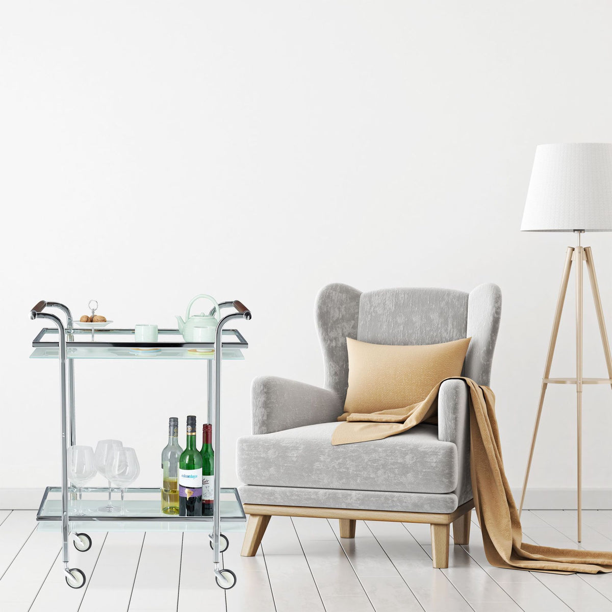 Serving trolley frosted glass
