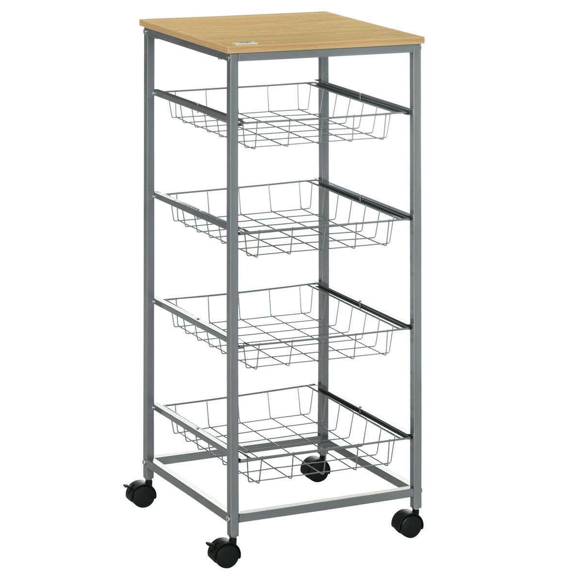 Serving trolley kitchen trolley with metal baskets 36.5 x 36.5 x 89 cm kitchen trolley side trolley silver for kitchen and dining room