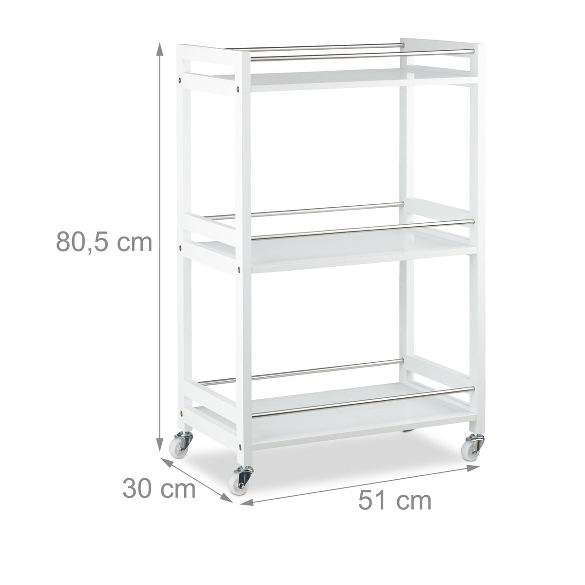 Serving trolley with 3 levels