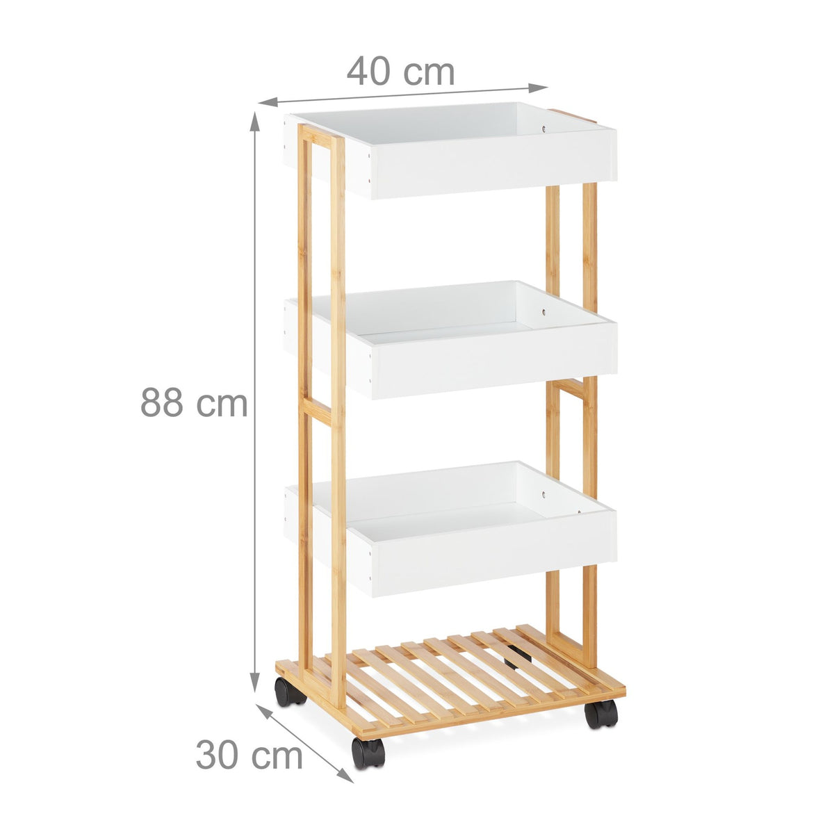 Serving trolley with 4 shelves
