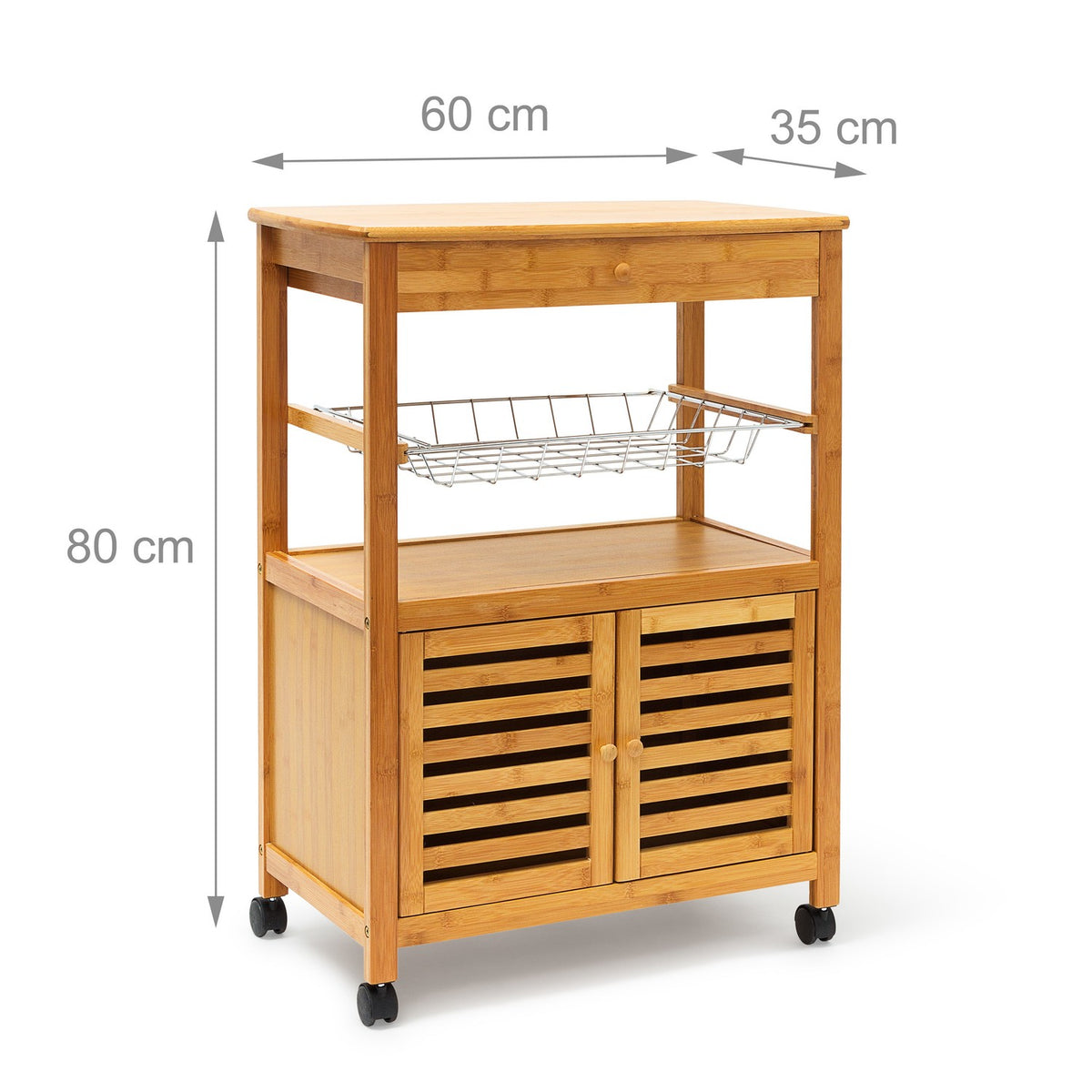 Serving trolley with cabinet compartment