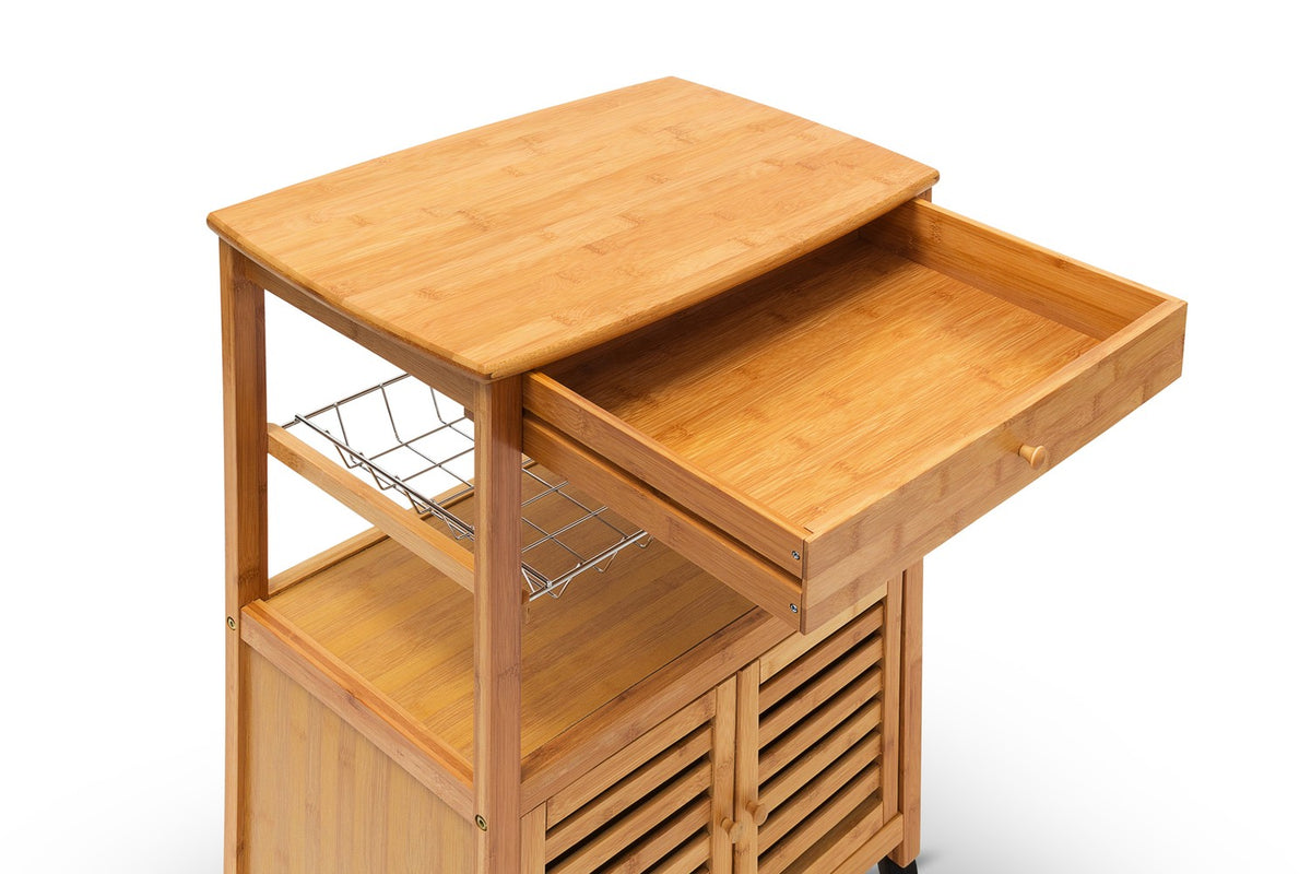 Serving trolley with cabinet compartment