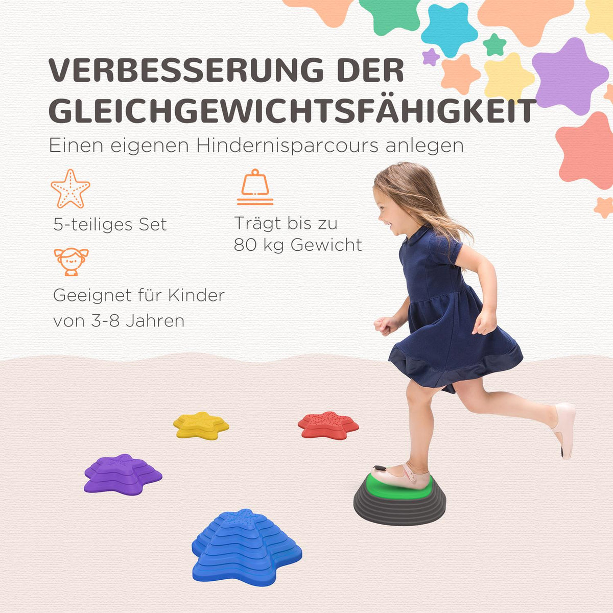 Set, Non-Slip Stacking Stones, Balance Game Up To 80 Kg, Indoor & Outdoor