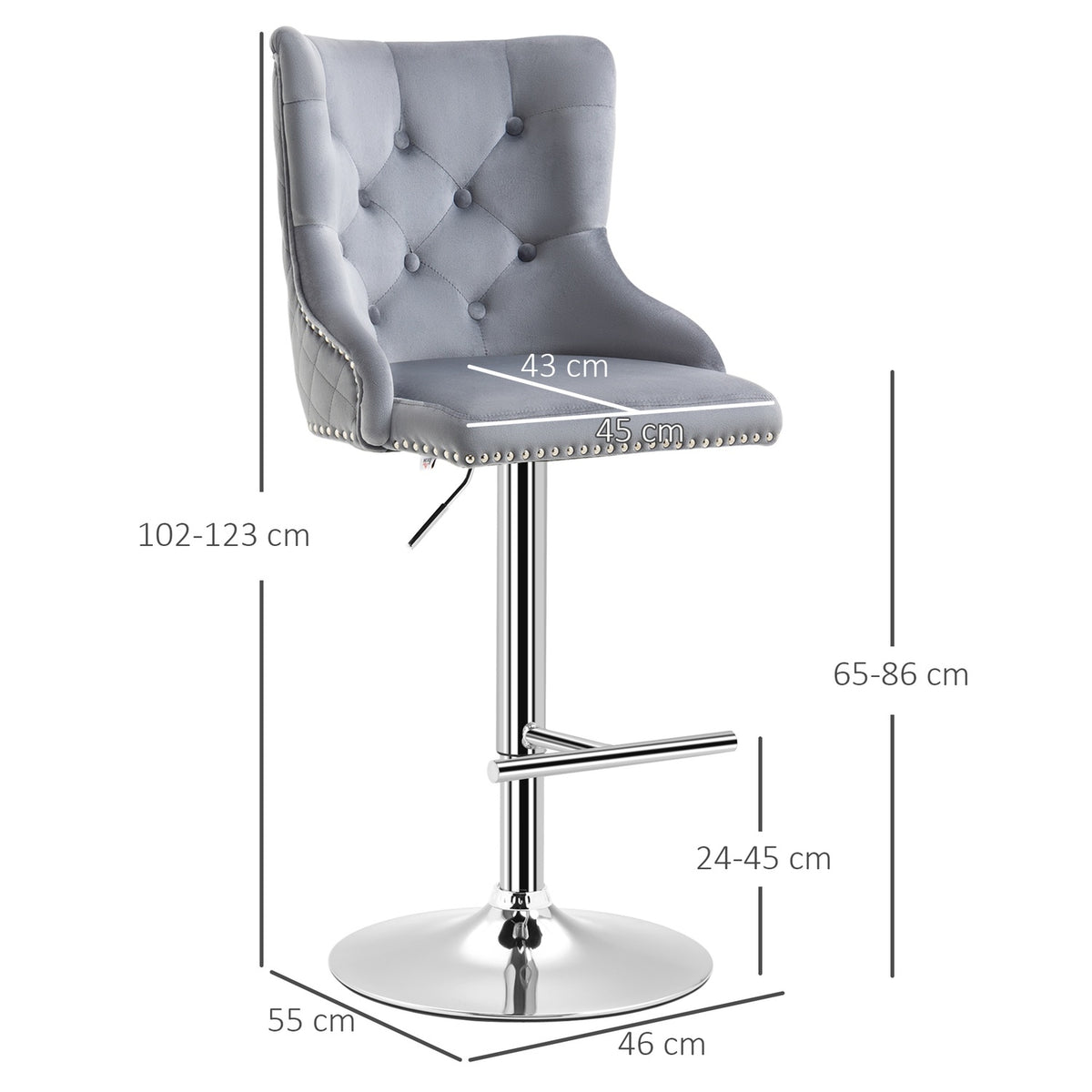 Set Of 2 Bar Stools, Swivel Chairs With Footrest, Height-Adjustable, Modern Bar Chairs, Load Capacity Up To 120 Kg, Pu Linen Steel, 46X55X102-123 Cm