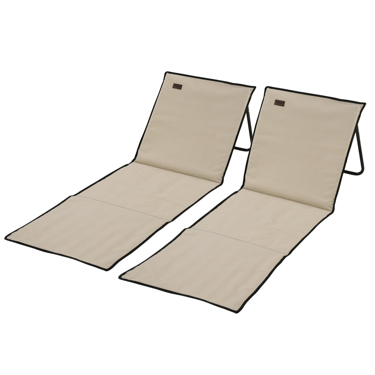 Set Of 2 Beach Mat Foldable Beach Lounger Adjustable Sun Lounger Carry Bag Magazine Bag Steel Oxford