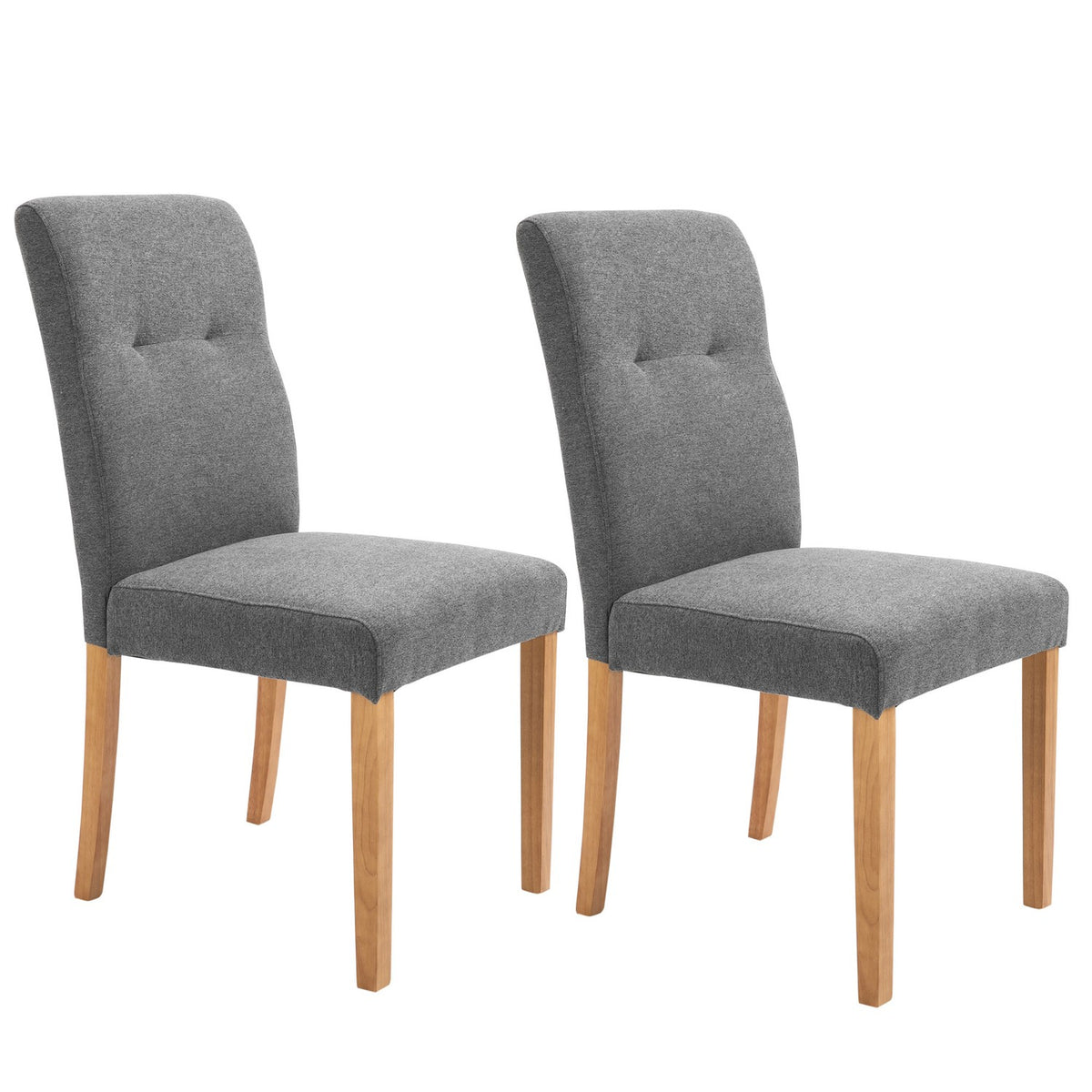 Set Of 2 Dining Chairs Padded Seat Linen-Polyester Dark Gray 50X62X96Cm
