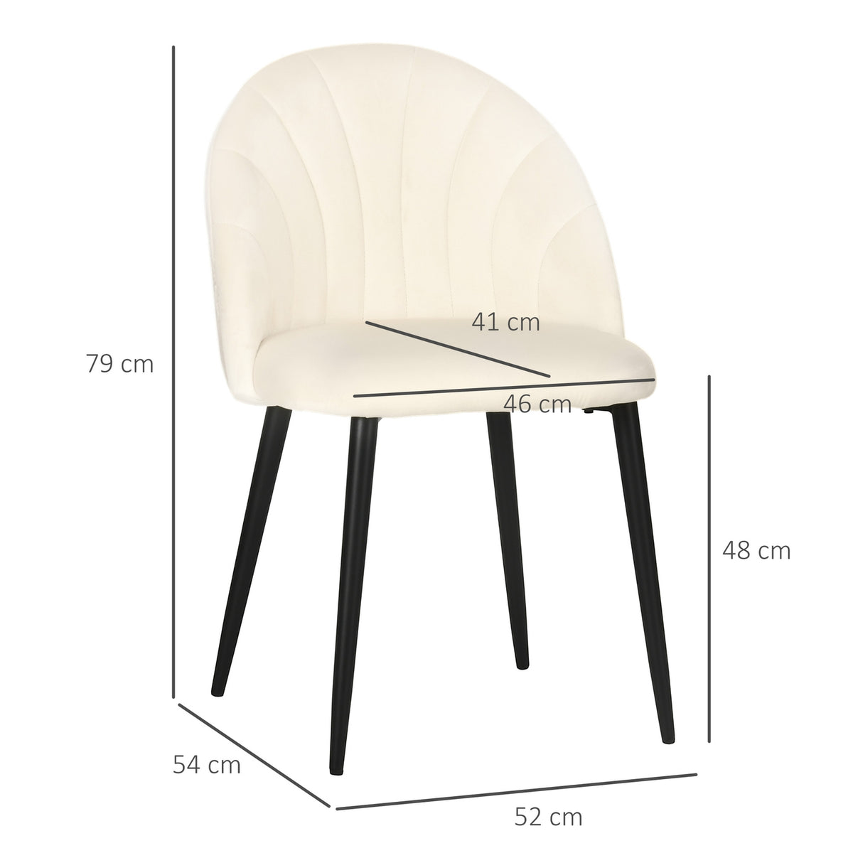 Set Of 2 Dining Room Chairs Comfortable Kitchen Chair, Upholstered Chair With Backrest, Dining Chair, Velvet Look, Steel Legs, Cream