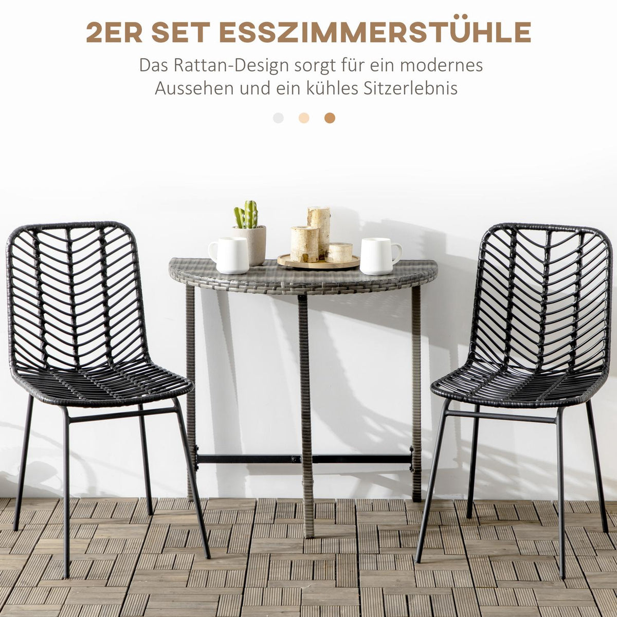 Set Of 2 Dining Room Chairs, Kitchen Chairs With Backrest In Rat Look, Steel, Black, 44X58X85Cm