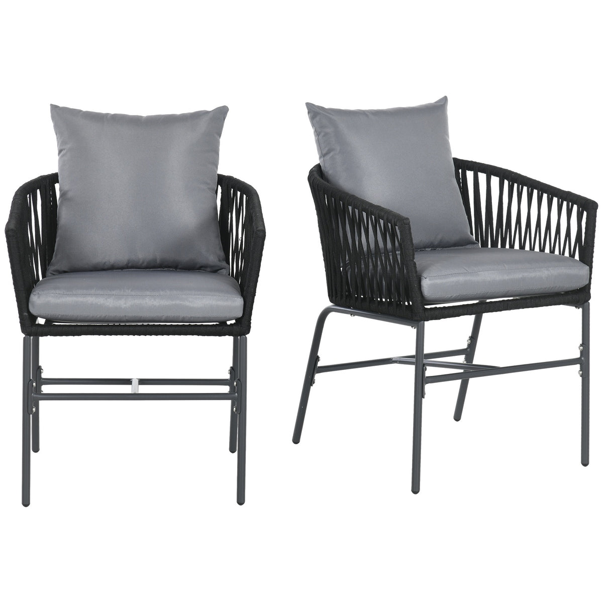 Set Of 2 Garden Chairs With Cushions, Boho Style Garden Chair Set, Garden Chair, Garden Furniture, Balcony Chair, Patio Chair, Metal Frame