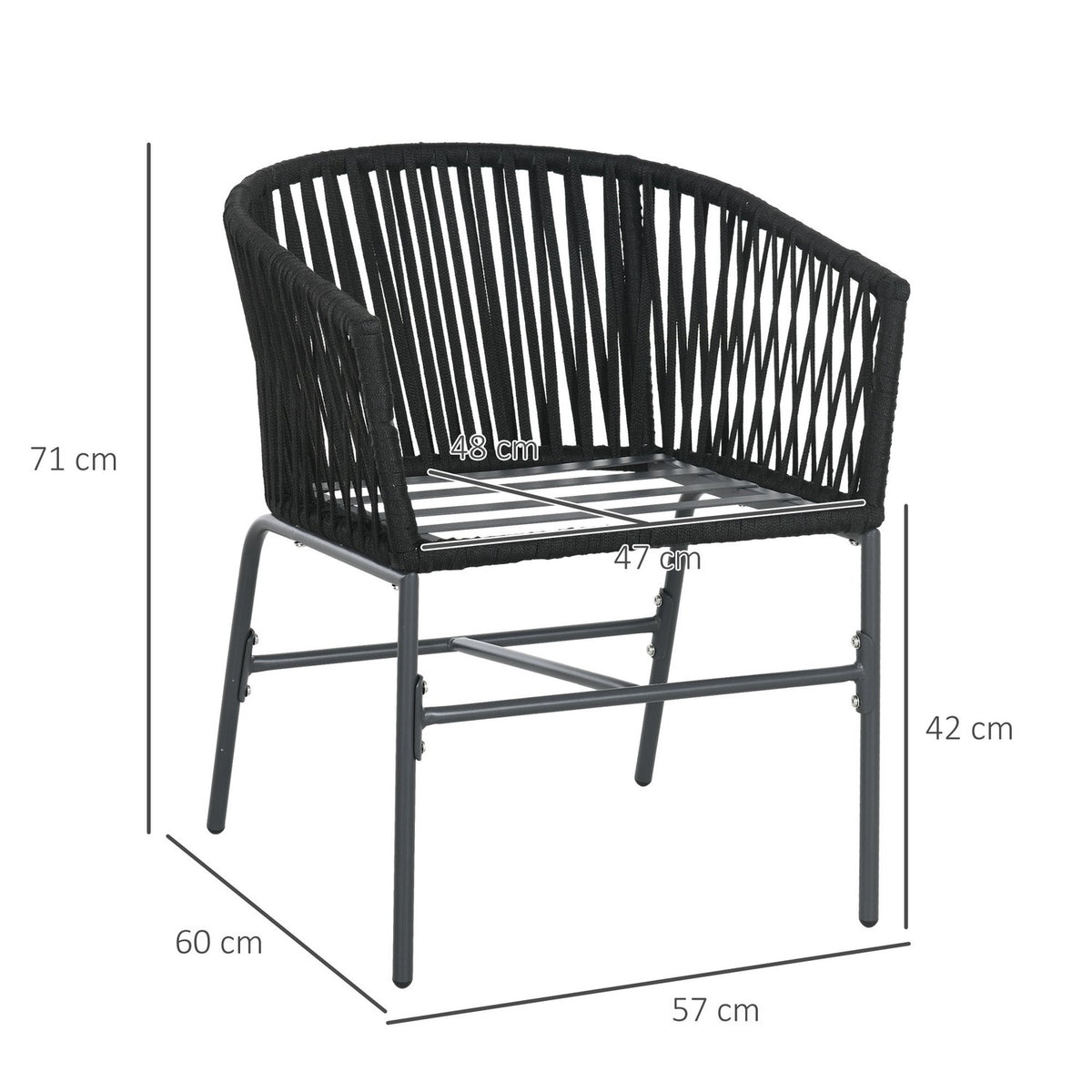 Set Of 2 Garden Chairs With Cushions, Boho Style Garden Chair Set, Garden Chair, Garden Furniture, Balcony Chair, Patio Chair, Metal Frame