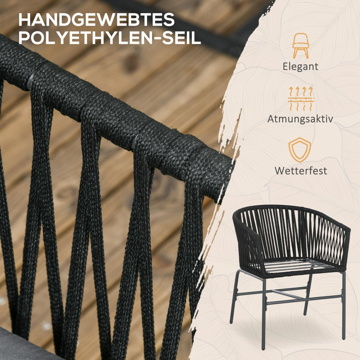 Set Of 2 Garden Chairs With Cushions, Boho Style Garden Chair Set, Garden Chair, Garden Furniture, Balcony Chair, Patio Chair, Metal Frame