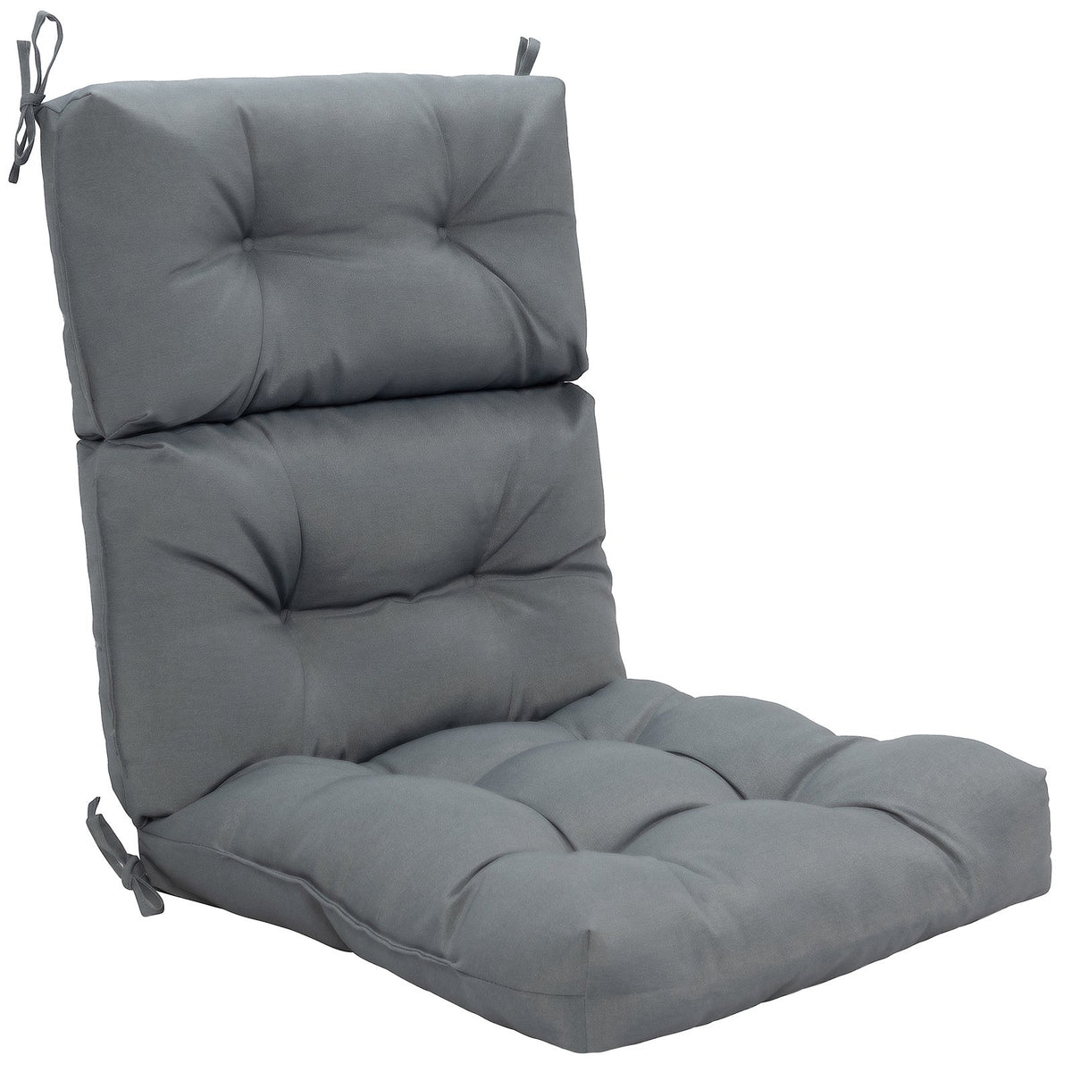 Set Of 2 High-Back Patio Chair Cushions, Waterproof, Gray