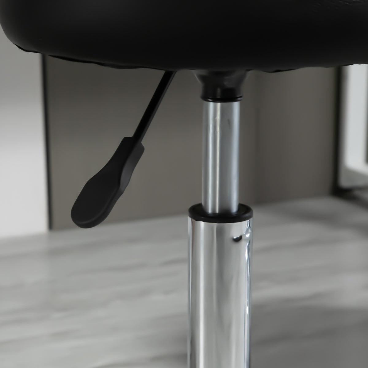 Set Of 2 Salon Stools, Rolling Stools, Height-Adjustable Swivel Stools, With Wheels, Faux Leather, Black, Ø35.5X48-63Cm