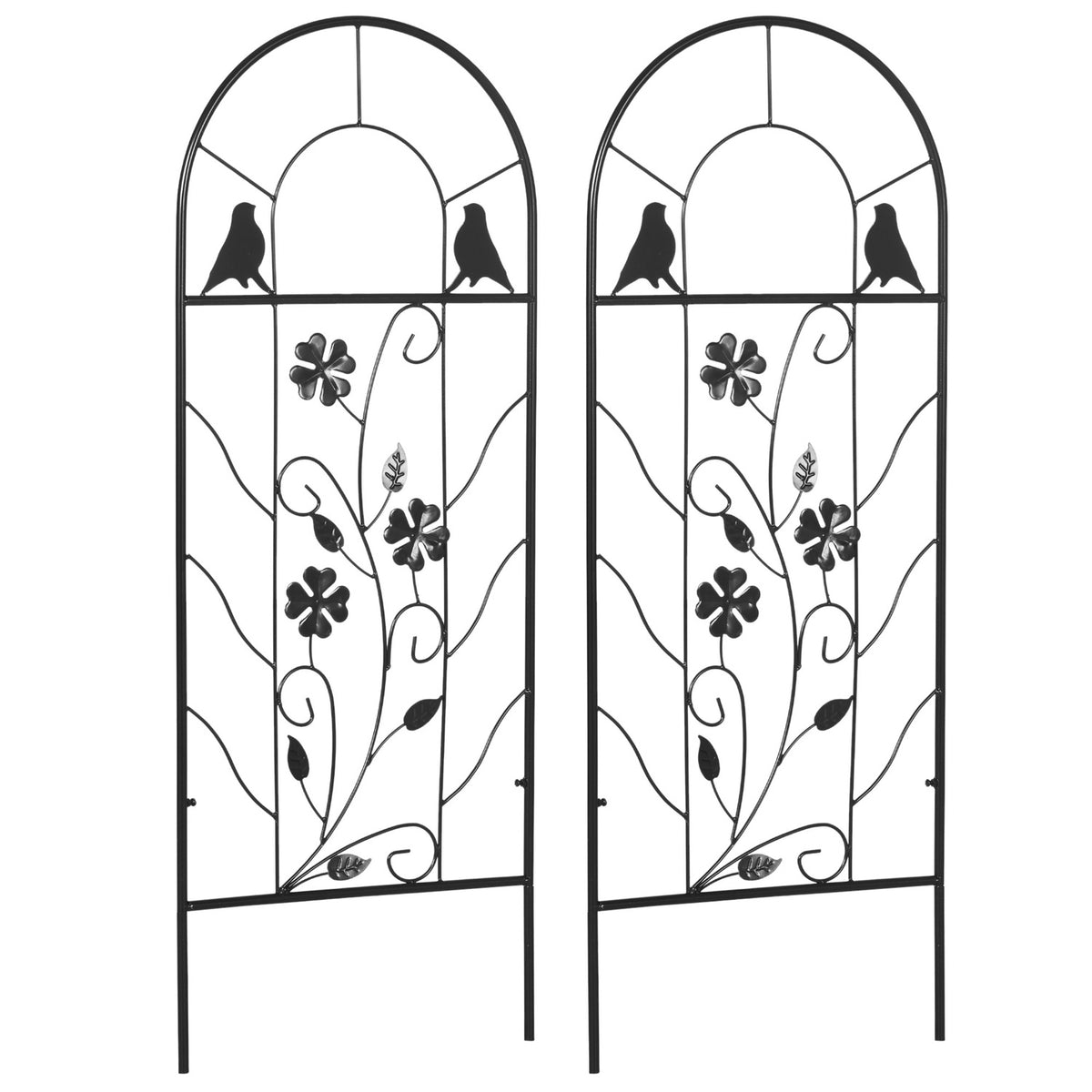 Set Of 2 Trellis & Trellis For Climbing Plants, Metal, Black, 38X98Cm