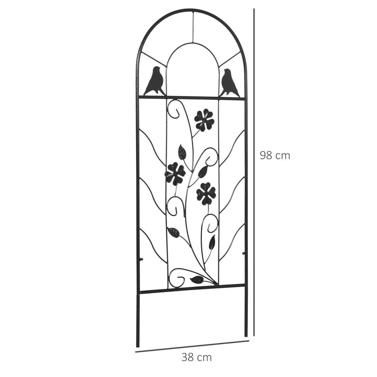 Set Of 2 Trellis & Trellis For Climbing Plants, Metal, Black, 38X98Cm