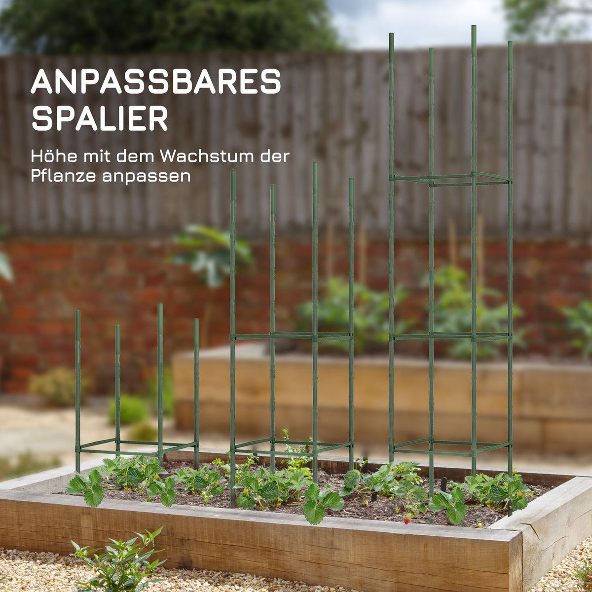 Set Of 2 Trellis With Grow Bag, Flower Trellis, Trellis, Plant Scaffold, Tomato Cage For Climbing Plants, Steel, Green