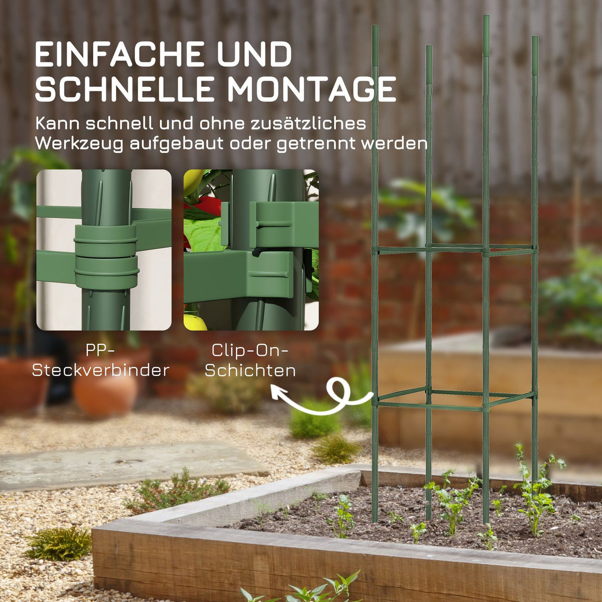 Set Of 2 Trellis With Grow Bag, Flower Trellis, Trellis, Plant Scaffold, Tomato Cage For Climbing Plants, Steel, Green