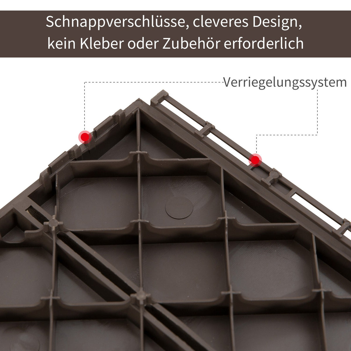 Set Of 9 Terrace Tiles Balcony Patio 30 X 30 Cm Garden Click Tile Flooring Floor Tiles Indoor Outdoor Plastic Brown