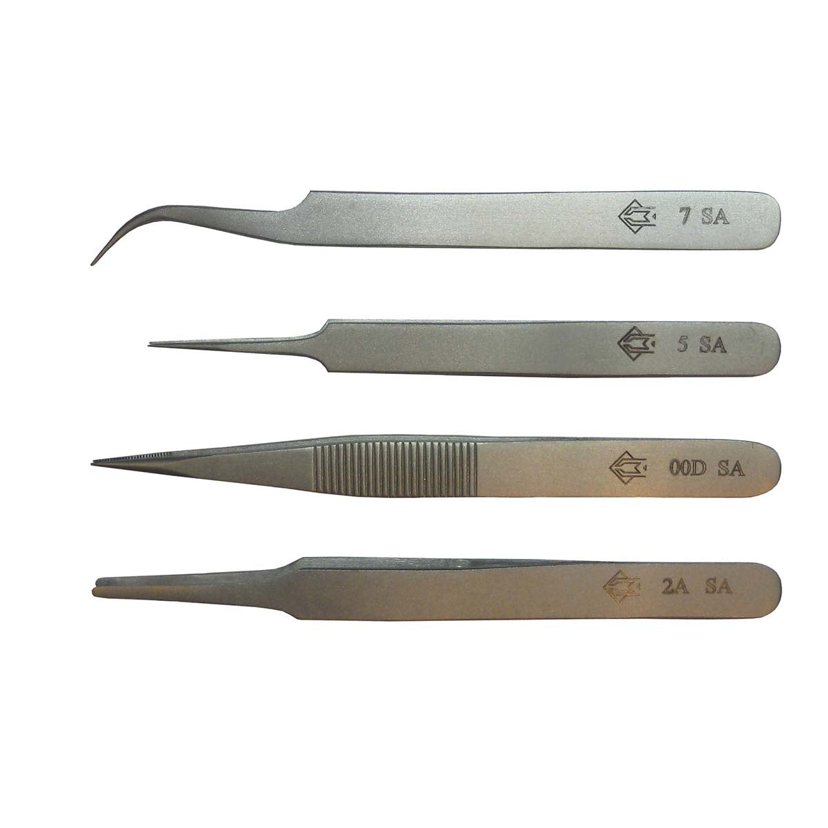 Set consisting of 4 tweezers